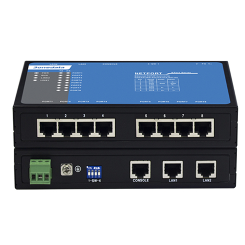 Bộ chuyển đổi 8 cổng RS-232/485/422 sang 2 cổng Ethernet 3Onedata NP318T-8DI(3IN1)-RJ-P(12-48VDC)
