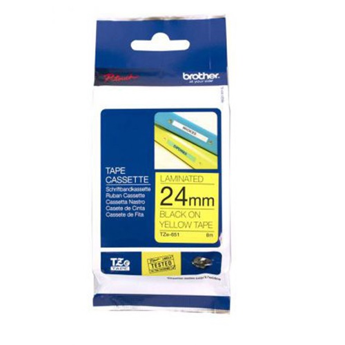 Nhãn Brother Tze-651, Chữ đen nền vàng 24mm