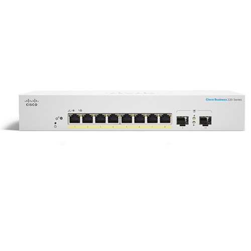 Switch Cisco 8 Ports 1GE PoE 130W, 2 Ports SFP 1G Cisco CBS220-8FP-E-2G-EU